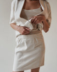 Ivory Raw Silk Blazer Two Piece Set