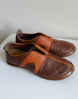Brown + Orange Leather Slip Ons | Size 37