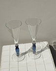 Clear Fluted Glasses with Indigo Stem - Hey Jude