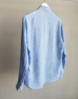 Sky Blue Striped Linen Button Up