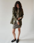 Olive Leather Blazer Jacket