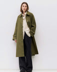 Mod Ref | Serena Pointed Collar Trench in Olive