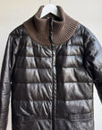 Dark Brown Quilted Leather Coat
