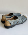 Dusty Blue Perforated Leather Flats | Size 40