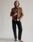 Caramel Structured Leather Moto Jacket
