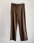Chocolate Linen Straight Pants
