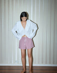 Deiji Studios | Collared Tie Shirt in White