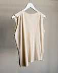 Cream Ribbed Silk V-Neck Knit