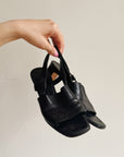 Black Leather Slingback Sandals | Size 8.5