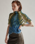Blue Green Tonal Knit Caplet