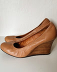 Lanvin Caramel Leather Ballerina Wedges | Size 38.5 - Hey Jude
