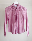 Magenta Silk Sheer Ruffle Blouse