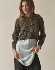 Mohair Animal Print Cropped Sweater