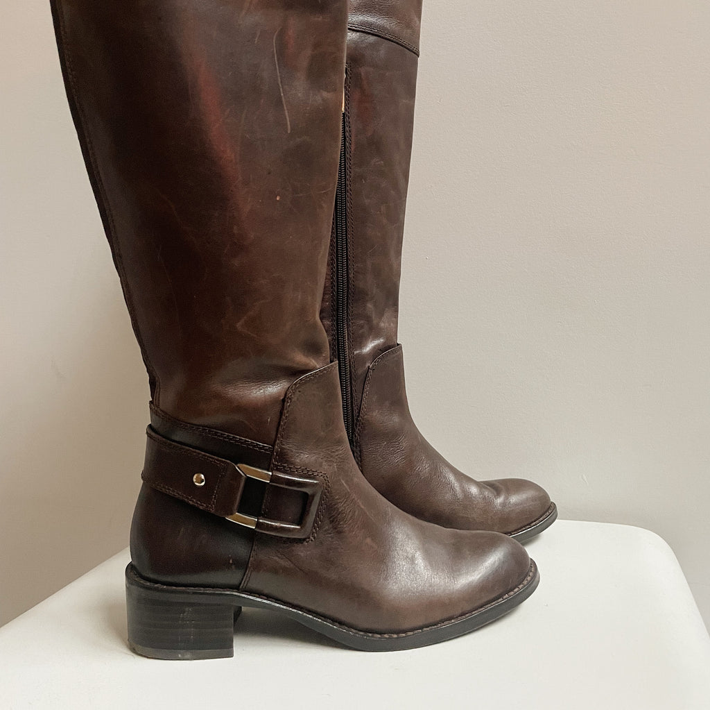 Mohagany Tall Leather Riding Boots | Size 7
