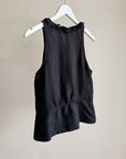 Onyx Silk Ruffle Sleeveless Blouse