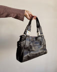 Dark Chocolate Studded Leather Bag