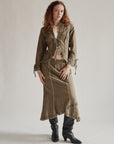 Moss Cotton + Linen Studded Pleated Jacket