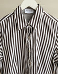 Chocolate & White Stripe Button-Up