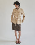 Camel Silk Belted Utility Jacket - Hey Jude