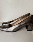 Silver Metallic Snakeskin Pumps | Size 40 - Hey Jude