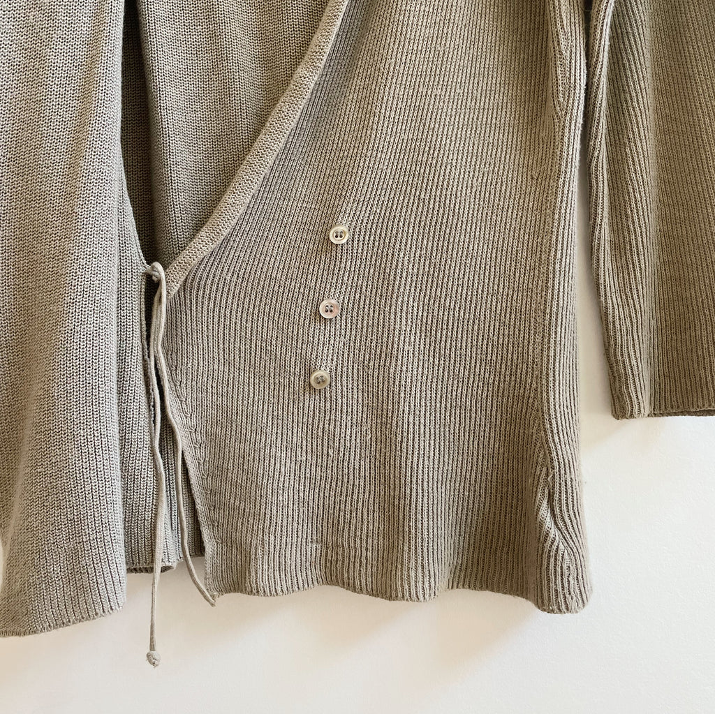 Taupe Fitted Cotton Cardigan