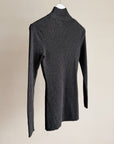 Charcoal Merino Wool Ribbed Knit Top - Hey Jude