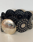 Leather Studded Disc Belt in Black