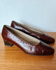 Ferragamo Auburn Croc Leather Pumps | Size 5 - Hey Jude