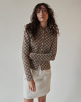Mocha Textured Button Up Blouse