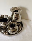 Scalloped Chrome Vase Trio Sculpture