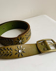 Olive Studded Leather Belt