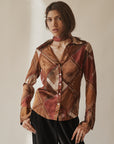 Autumnal Geometric Silk Blouse