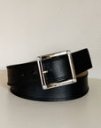Ink Leather Belt With Crystal Buckle