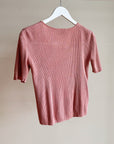 Dusty Pink Silk Ribbed Tee - Hey Jude