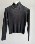 Smoke Ribbed Cotton Turtleneck