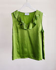 Moss Silk Ruffle Sleeveless Tank