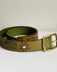 Olive Studded Leather Belt