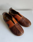 Brown + Orange Leather Slip Ons | Size 37