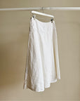 White Linen Cutwork Midi Skirt