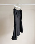 Black Silk Bias Cut Midi Skirt