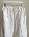 White Linen Tie-Hem Capris