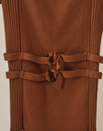 Rust Double Belted Knit Top