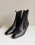 Black Leather Pointed Ankle Boots | Size 7