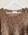 Mocha Crinkle 3/4 Sleeve Top
