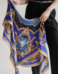 Mixed Blue Baroque Silk Scarf