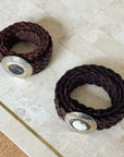 Woven Leather Belt in Espresso