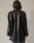Ebony Long Leather Cocoon Jacket