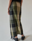 Olive Patchwork Maxi Skirt
