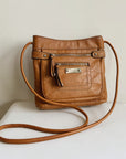 Cognac Croc Leather Crossbody