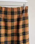 Orange + Brown Plaid Wool Skirt - Hey Jude